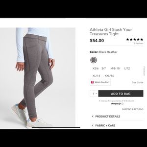 Athleta Girl Stash Your Treasures Tight - Gray